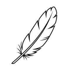 Obraz premium Feather Icon Silhouette – Minimalist Vector Line Art Representing Lightness, Elegance, and Creativity