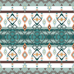 vector seamless pattern tribal, geometric,textile, Native American and Mexican inspired shapes warm green tones,fabric design, wallpaper, rug textures, clothing prints,traditional decorative crafts.