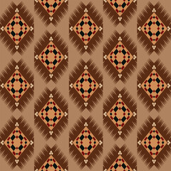 vector pattern, seamless tribal, with geometric motifs, brown, Aztec and traditional Native American designs, ideal for fabric printing, wallpaper and decor, textiles, ethnic and boho fashion.
