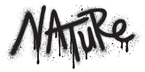 Graffiti Nature word sprayed in black over white.Vector illustration.