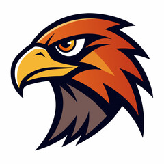 Aggressive stylized hawk head mascot logo design