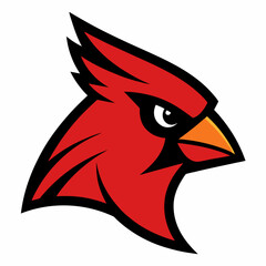Aggressive red cardinal bird head mascot logo design