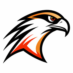 Stylized hawk head with fiery accents and fierce gaze
