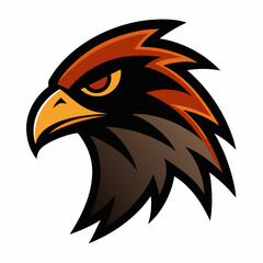 Aggressive hawk head mascot logo with fiery orange accents