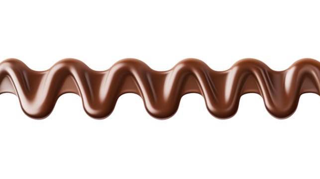 Melted chocolate swirl on a transparent background creates a smooth abstract design.