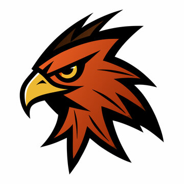 Aggressive red hawk head mascot logo design
