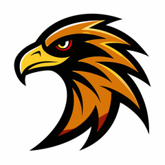 Stylized hawk head emblem with fierce golden and black feathers