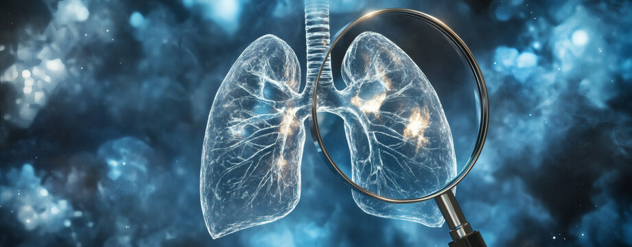 A magnified view of a lung cell with visible genetic mutations