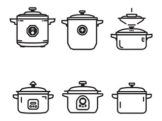 Pressure Cooker Icon Simple Line Art Vector
