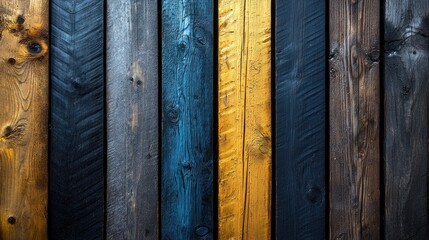 Colorful wooden planks arranged in vertical stripes.