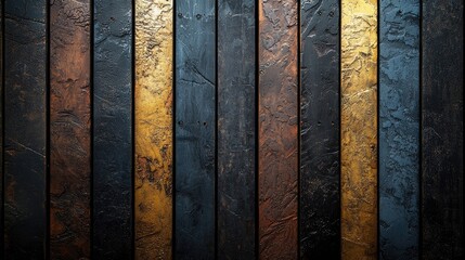 Textured wood planks in various dark colors.