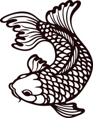 Obraz premium koi fish illustration in traditional japanese with detailed scales and flowing fins on white background