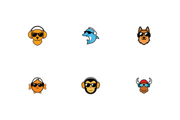 Cool Animals Wearing Sunglasses Fun Cartoon Illustrations