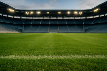 Soccer field photo. Soccer stadium landscape
