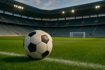 Soccer field with a ball. Soccer landscape

