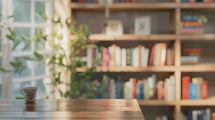Soft Blurred Bookshelf Background with Bokeh Lighting and Colorful Book Spines, Shallow Depth of Field for Education or Literary Content, Empty Text Space