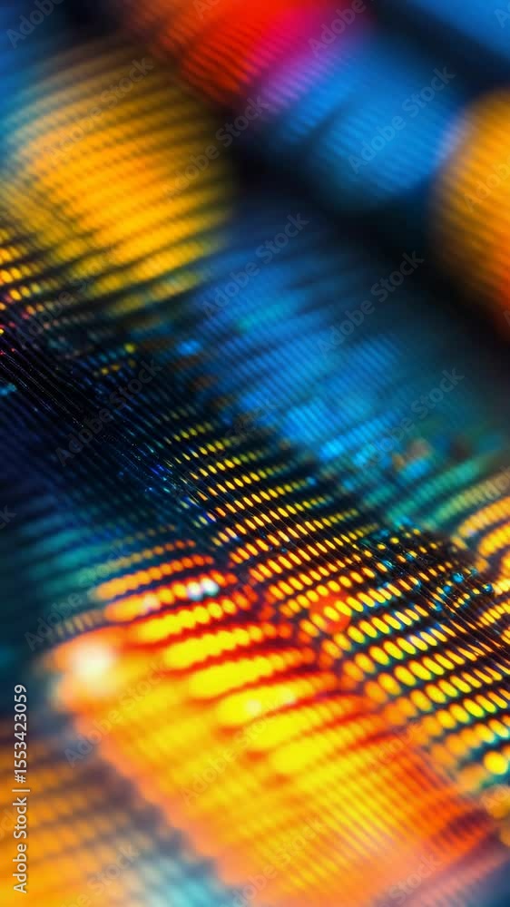 Poster brightly colored digital artwork with an intricate pattern of vibrant colors. abstract design resemb