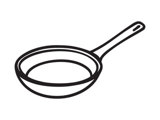 simple frying pan line art vector illustration