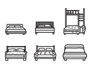 Simple hand drawn vector sketch of modern bed