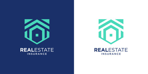 Simple insurance logo designs. Abstract shield property logo.