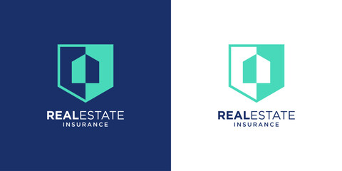 Simple insurance logo designs. Abstract shield property logo.