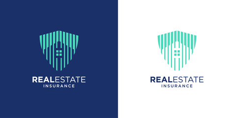 Simple insurance logo designs. Abstract shield property logo.