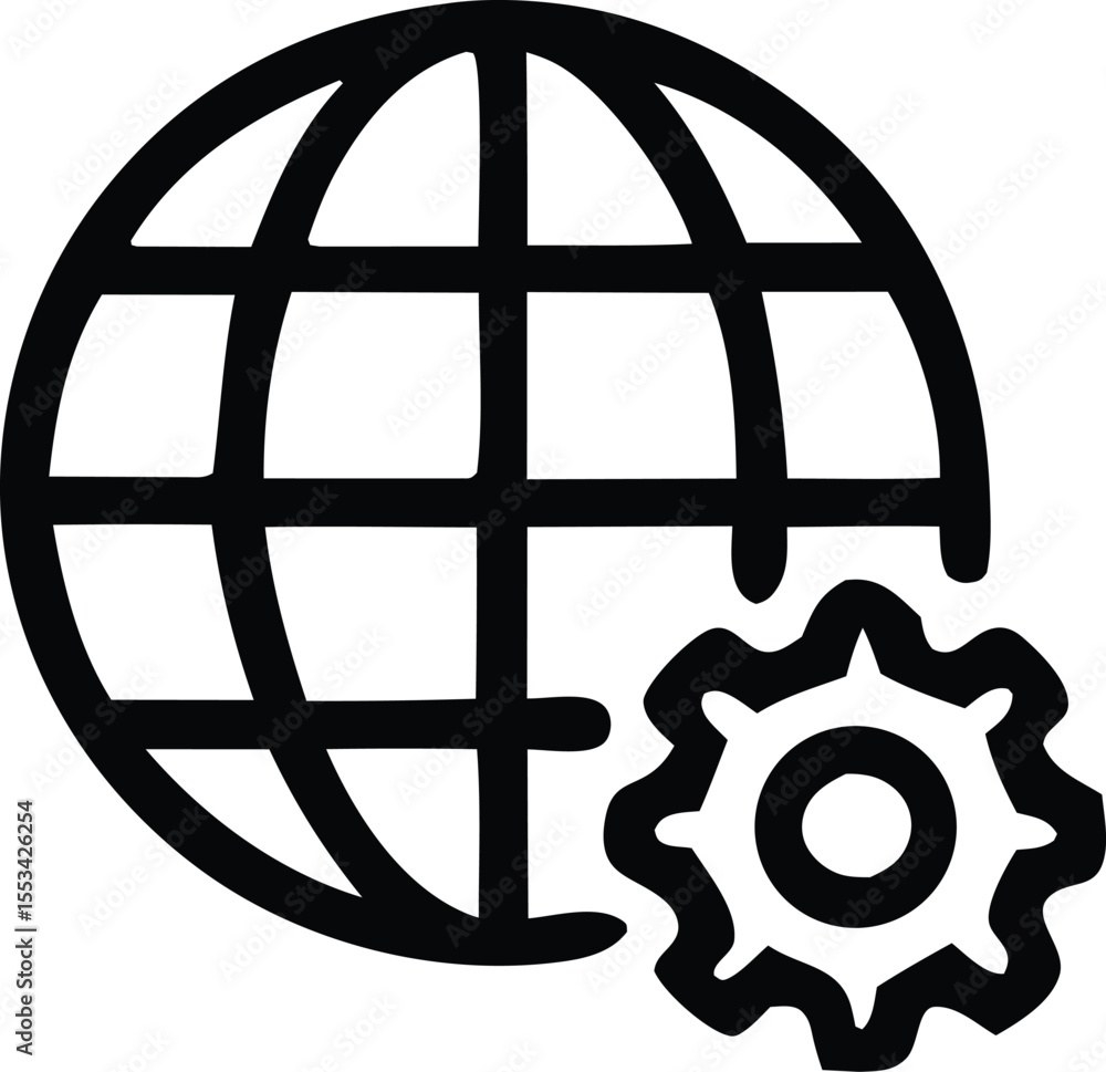 Poster global network settings icon representing the configuration and management of international internet