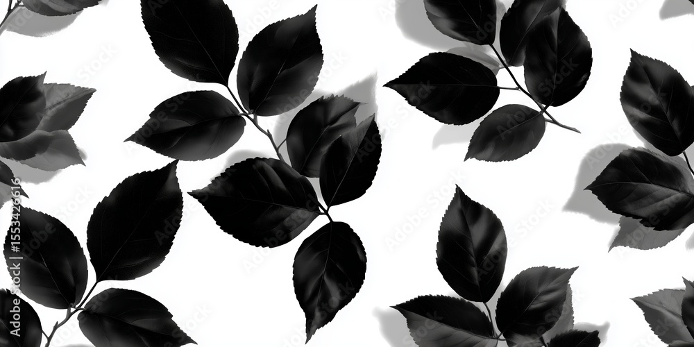 Poster dark foliage pattern on a white background in a minimalistic design suitable for various artistic us