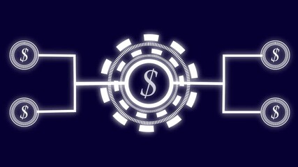 Digital contact and dollar icon vertical all the video with glowing technology communication animation - Powered by Adobe