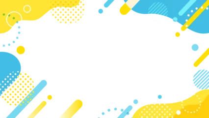 Gardinen Pop Art 青　黄色　ポップ 　ウェーブ　フレーム　背景  16:9  © Lily