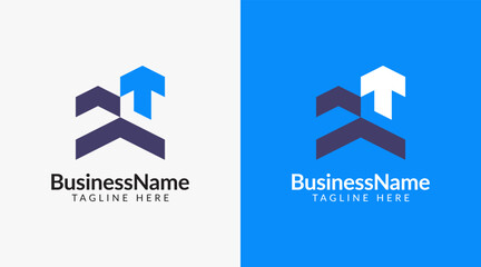 Modern financial logos, arrow designs for trading, investment, finance, statistic, accounting or marketing business	