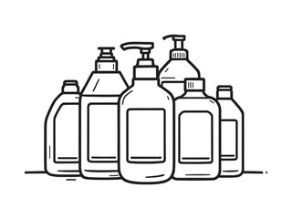 Simple line art dish soap bottle illustration