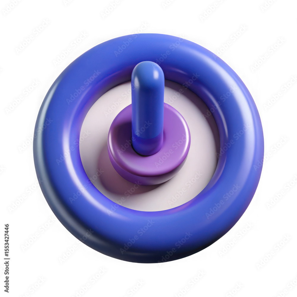 Poster a 3d rendered toggle switch with a blue outer ring and a purple and blue central knob isolated on tr