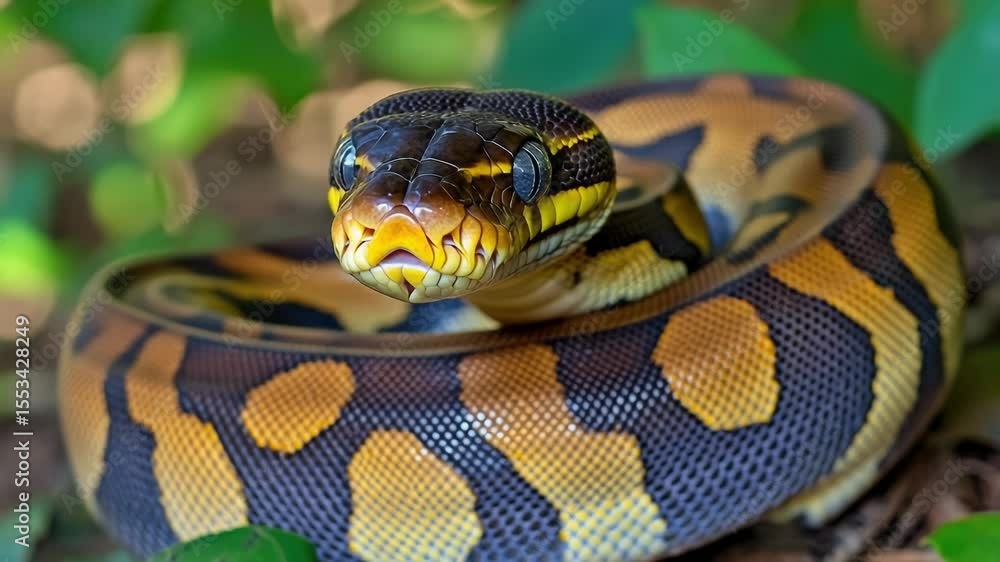 Aufkleber a close-up view of a snake curled around a tree branch