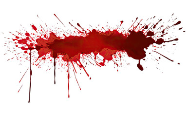 Red paint splatter with drip effect isolated on transparent background Remove png