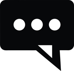 Black comment bubble displaying three white dots conveys processing in a speech cloud over white