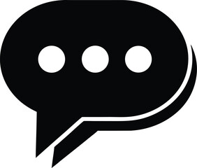 A stylized black speech bubble with three dots communicates messaging on transparent background