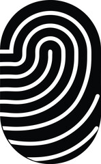 This black fingerprint shows unique, looping lines against a white transparent background