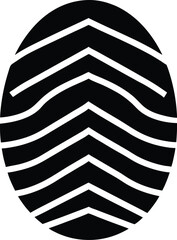 An oval shape is filled with chevron patterns in solid black color on white