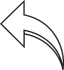 A stylized line art arrow turns back with a curved triple path, transparent background