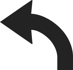 Dark curved arrow points powerfully left, showcasing direction within the clean transparent background