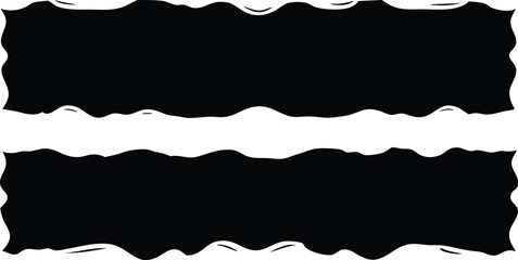 Two irregular black rectangular shapes with jagged edges are presented on a transparent background