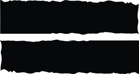 Two black torn paper strips are horizontally aligned on the white transparent background