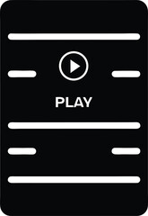 Black rectangle shows a play button and menu lines icon with transparent background