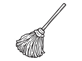 Simple Monochrome Illustration Of Floor Mop