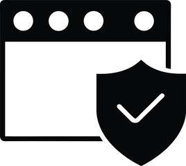 Calendar icon shows a shield with checkmark, on white background, transparent