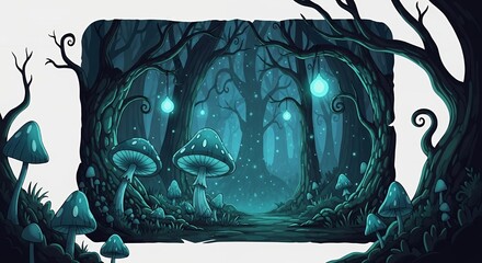 Enchanted Moonlight Forest Path: A Mystical Journey Through Glowing Fungi and Dreamlike Trees