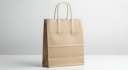 Kraft Paper Shopping Bag Mockup on White Background