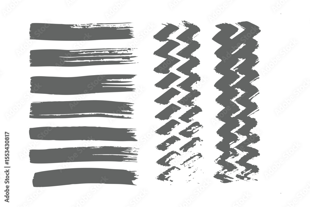 Poster grunge brush stroke set: a collection of meticulously rendered grunge brush strokes in varied styles