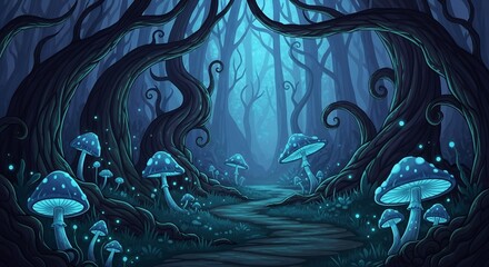 Enchanted Glowing Forest Path